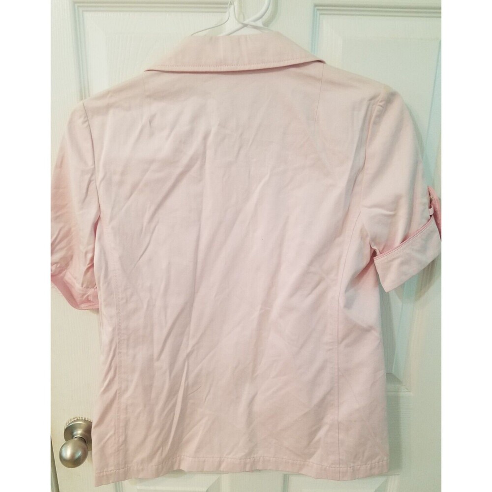 Tori Burch Cotton Twill Womens Pink Safari Button Front Short Sleeve Size 2 - Picture 4 of 7